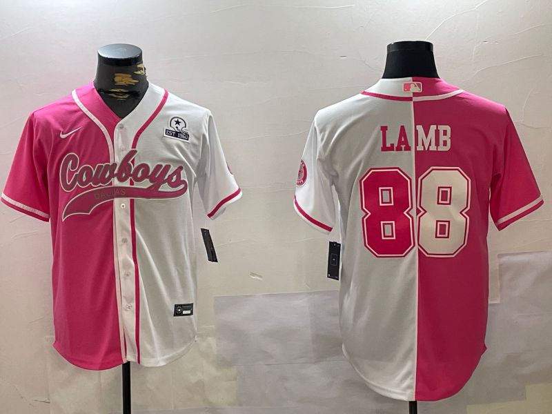 Men Dallas Cowboys #88 Lamb white pink Joint Name 2024 Nike Limited NFL Jersey style 4